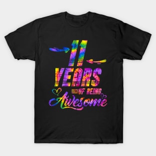 11th Birthday Gift Idea Tie Dye 11 Year Of Being T-Shirt